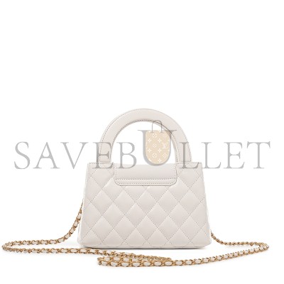 CHANEL MASTER WHITE QUILTED AGED CALFSKIN MINI KELLY BAG BRUSHED GOLD HARDWARE AS4416 (19*13*7cm)